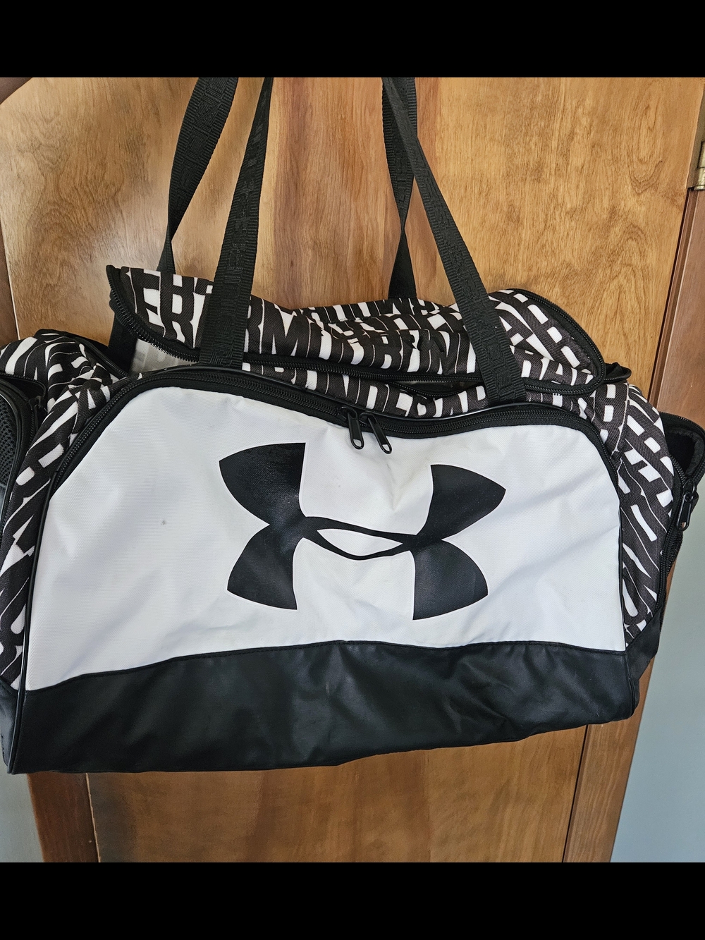 Under Armour Black and White Logo Duffle Bag